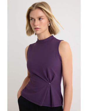 TRENDYOLMİLLA Damen Lila Einfarbig Lang Tailliert Blusen
