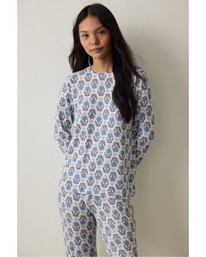 Penti Sweatshirt-Pyjamaoberteil mit Blumenprint und Thermal-Effekt