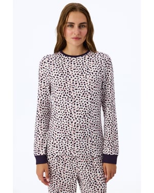 Midnight Mood Bedrucktes Langarm-Schlafshirt
