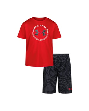 Under Armour - "Tech" T-Shirt und Shorts für Jungen (Rot/Schwarz)