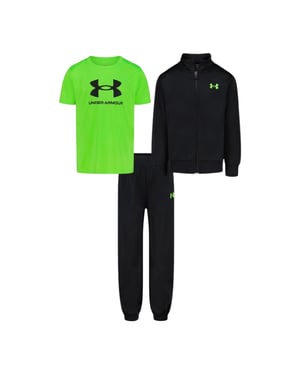 Under Armour - "Brawler" Trainingsanzug-Set für Kinder (Schwarz/Grün)
