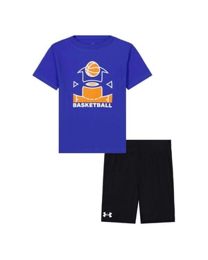 Under Armour - T-Shirt und Shorts für Kinder, meliert (Mannschaft Königsblau)