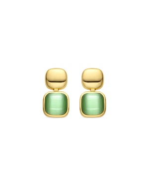Luxenter-Ohrringe mit Green Cat's Eye-Finish in 18-karat-Gold – Laroi