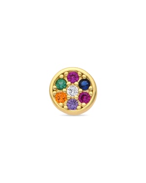 Luxenter Piercing in 925 Sterlingsilber und mehrfarbigem Zirkonia, gefertigt in 18 Karat Gelbgold – Nero