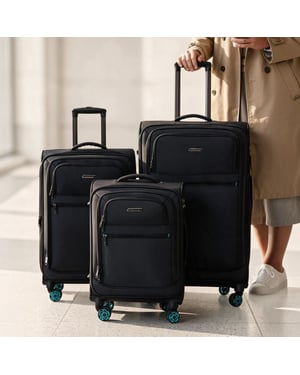 Weichschalenkoffer 1680D-Polyester Schwarz, 8 Rollen, TSA