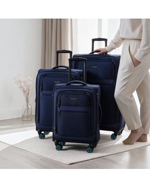 Weichschalen-Kofferset 1680D-Polyester Blau, 8 Rollen, TSA