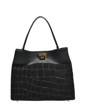 Anna Luchini Schwarz Rindsledertasche