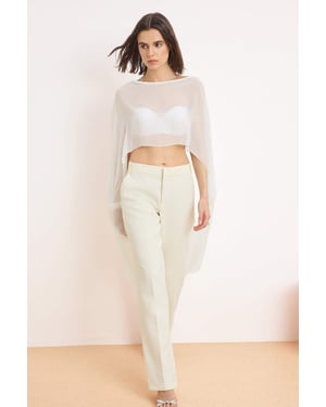 TRENDYOLMİLLA Damen Weiß Einfarbig Ärmellos Regular Fit Blusen