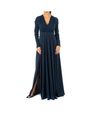 Langärmeliges Frauenkleid mit V-Ausschnitt KWD005