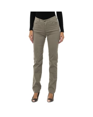 Lange Hose aus Stretchgewebe in normaler Passform 6Y5J18-5N0RZ Frau