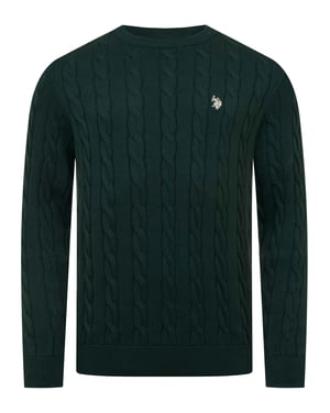 U.S. POLO ASSN. Herren Pullover – Zopfstrick aus 100% Baumwolle