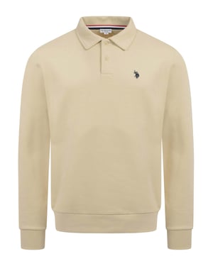 U.S. POLO ASSN. Herren Sweatpolo USEthaan – Polokragen mit Knopfleiste & Logo-Stickerei