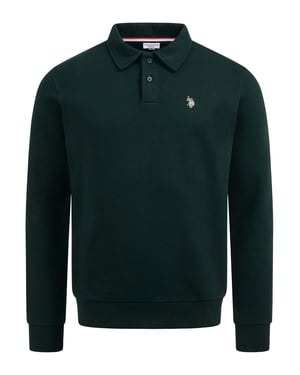 U.S. POLO ASSN. Herren Sweatpolo USEthaan – Polokragen mit Knopfleiste & Logo-Stickerei