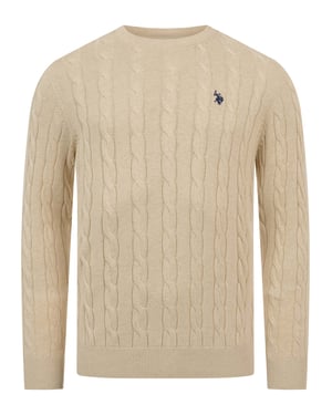 U.S. POLO ASSN. Herren Pullover – Zopfstrick aus 100% Baumwolle