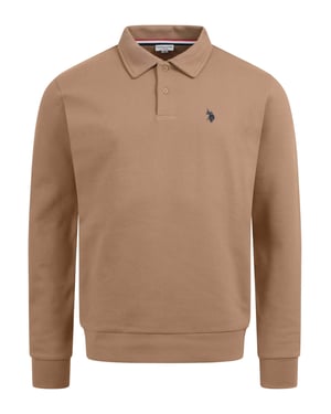 U.S. POLO ASSN. Herren Sweatpolo USEthaan – Polokragen mit Knopfleiste & Logo-Stickerei