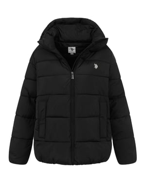 U.S. POLO ASSN. Damen Winter-Steppjacke – mit gefütterter Kapuze & Stehkragen