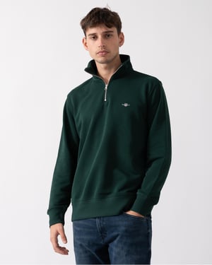 GANT Reguläres Shield-Sweatshirt Mit Halbem Reißverschluss, Grün
