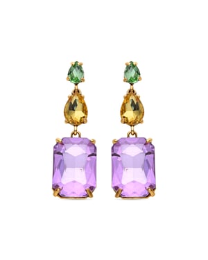 Luxenter Purpurkristall-Ohrringe aus 18k Gelbgold - Phiaqua