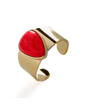 Luxenter Ring, Metalllegierung und Koralle, 18K vergoldet