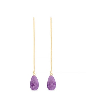 Luxenter, zoqoyi Ohrringe aus 925 Sterlingsilber und natürlichem Amethyst 18K vergoldet