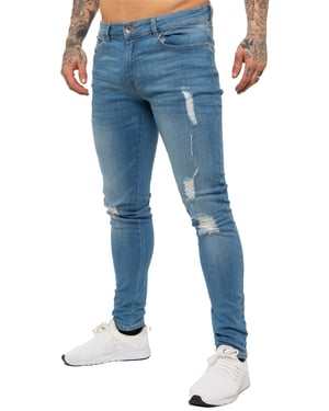 Enzo Herren Skinny Ripped Jeans