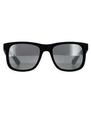 Ray-Ban Sonnenbrille Justin 4165 622/6G Gummi Schwarz Grau Spiegel