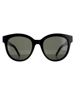 Saint Laurent Runde Frauen Schwarz Grau Sonnenbrille