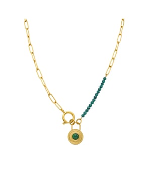 Luxenter Malachit-Halskette aus 18 Karat Gelbgold - Mossir