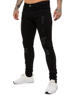 Enzo Herren Skinny Ripped Jeans