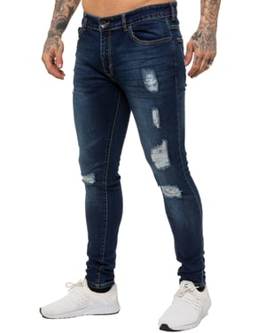 Enzo Herren Skinny Ripped Jeans