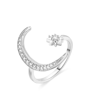 Ring Luxenter Meral, mit glänzenden Zirkonen, rhodiniert