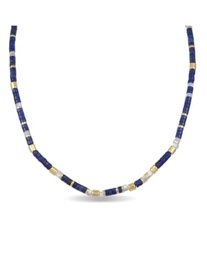 Luxenter Halskette aus 925er Sterlingsilber mit natürlichem Lapislazuli in 18K Gelbgold - Ihun