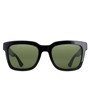 Gucci Rectangle Mens Schwarz und Grün mit roten Streifen Grün GG0001SN