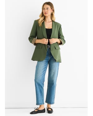 Contrast Animal Edge to Edge Blazer