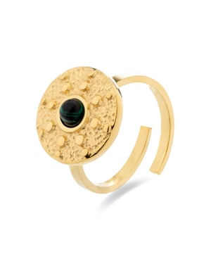Luxenter Malachit-Ring aus 18 Karat Gelbgold - Elknu