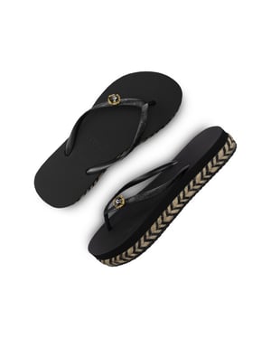 Raffia Switch Flip Flop schwarz