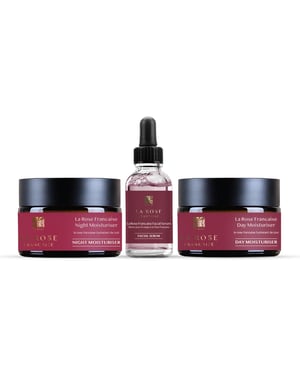 Dr. Botanicals La Rose Française Anti-Aging Tagescreme, Nachtcreme und Gesichtsserum