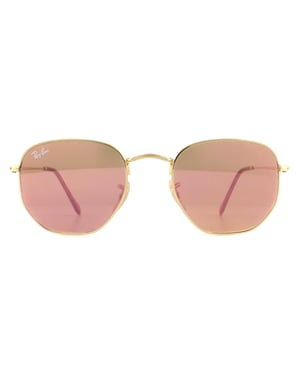 Ray-Ban Sonnenbrille Hexagonal 3548N 001/Z2 Gold Kupfer Flash Spiegel