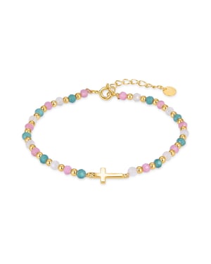 Luxenter 925 Sterling Silber Armband mit mehrfarbigem Kristall in 18K Gelbgold - Liwa