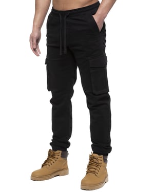 Enzo | Herren Cargo-Jogger-Jeans - Schwarz