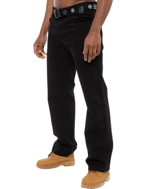 Enzo | Herren Regular Fit Denim Jeans mit Gürtel - Schwarz