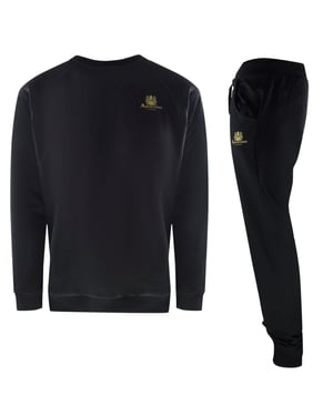 Aquascutum - Iconic Crest - Schwarzes Trainingsset Mit Rundhalsausschnitt