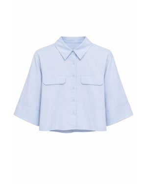 Kurzärmeliges Crop-Popeline-Shirt