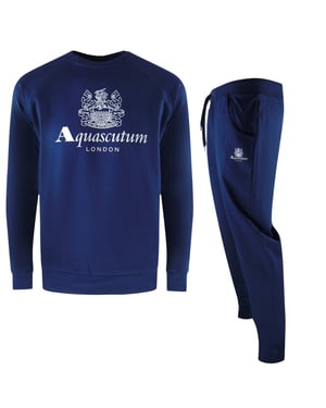 Aquascutum - Trainingshosen-set „old School" Mit Rundhalsausschnitt In Marineblau