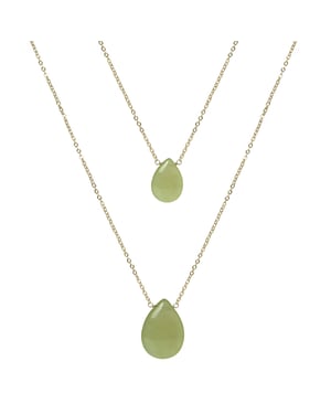 Luxenter Halskette, Metalllegierung Abelia und grüne Jade, 18K vergoldet