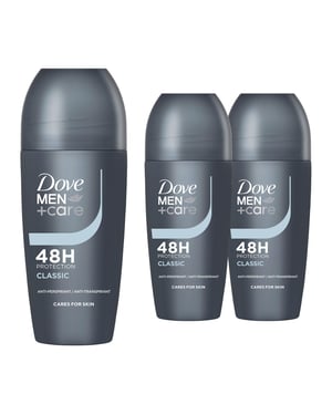 Dove Men+Care Roll-On Classic Antitranspirant-Deodorant 48H Schutz, 3x50ml