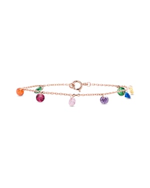 Luxenter, Rolcon-Armband aus 925er Sterlingsilber und mehrfarbigen Zirkonen mit 18K Rosévergoldung