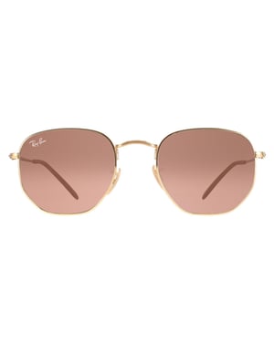Ray-Ban Square Unisex Poliertes Gold Braun Gradient Sechseckig RB3548N