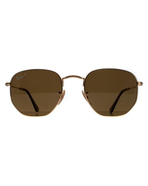 Ray-Ban Sonnenbrille Hexagonal 3548N 001/57 Gold Braun Polarisiert 51mm