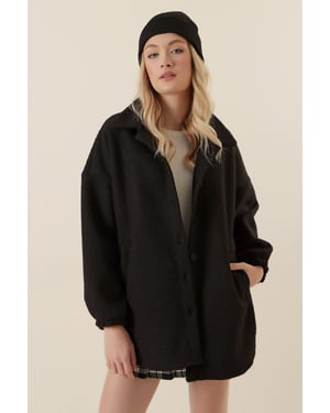 Texturierte Gabardine-Knopfjacke